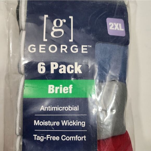 New George 6 Pack Antimicrobial Moisture Wicking Tagless Briefs 2XL - Picture 3 of 5